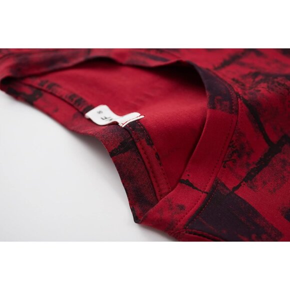 Mens Red Hipster Hip Hop Short Sleeve Print T Shirt Casual Summer Fashion Tee - Picture 5 of 7